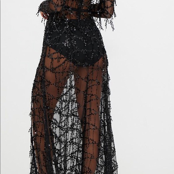 valentina black sequin long sleeve maxi dress